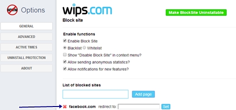 Remove Blocked  website