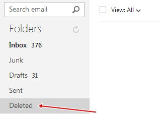 Deleted Folder in Outlook.com