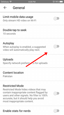 switch off auto-pay toggle YouTube